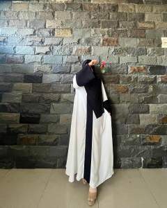 (FREE ONGKIR ) Gamis Abaya polos Wanita Muslimah Kekinian bahan wolfis mix wollycrapre