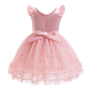 Ryn studio new girls dress burgundy Christmas New Year childrens clothing sequined mesh tutu dress princess dress dress