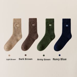miiow | Mens Winter Thickened Wool Socks Ultra Thick Fleece Lined High Tube Mid Tube Cotton Socks Warm Long Winter Stockings
