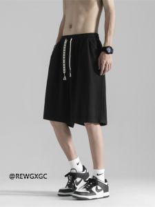 สไตล์อเมริกัน สูง ยืดได้ ผ้าไหมน้ําแข็ง ระบายอากาศได้ดี กางเกงขาสั้น ผู้ชาย ฤดูร้อน โอเวอร์ไซส์ ลำลอง กลางบาง กางเกง วัยรุ่น หลากหลาย กางเกง