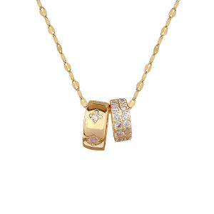 Titanium Steel Double Ring Fashion Elegant Necklace for Women Versatile Choker Chain Jewelry