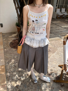 Cotton Blend Double Lace Design Womens Summer Shorts