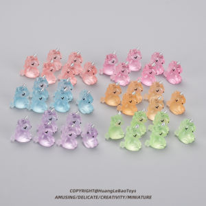 Mini Cute Luminous Unicorn Realistic Miniature Toy Cartoon Animal Doll Car Decorative Glowing Small Ornaments Plastic Material