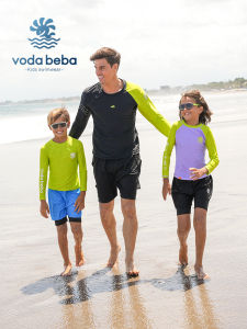 Vodabeba Matching Father and Son Same Style Men Adult Swimsuit Quick-Drying Separates Summer Long-Sleeve Sun Protection Swimsuit Suit