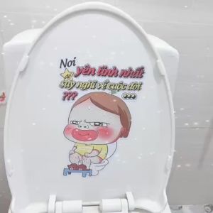 Miếng Dán Decal Trang Trí Bồn Cầu Quỳnh Aka 💦 Hình Dán Toilet Nắp Bồn Cầu Dễ Thương Chống Nước.