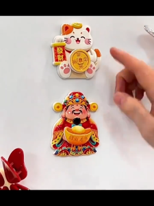Rotatable Coin Lucky Cat Fridge Magnet Maneki Neko Fortune Wealth Magnetic Sticker Lucky Charm Gift