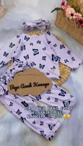 6-24BLN SETELAN BAYI NAMEERA WITH HEADBAND SCRUNCHIE SETELAN BAYI PEREMPUAN PREMIUM by MYBEE (SNI)