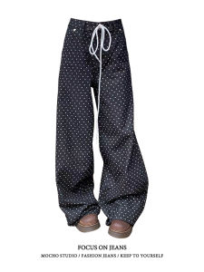 Quần Jeans Denim Ống Thẳng Kiểu Dáng Rộng Cạp Cao Cho Nữ Mùa Hè Thiết Kế Đường Phố Quần Dài Đến Sàn Kiểu Dáng Rộng