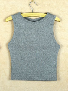 เสื้อชั้นในผู้หญิงคอวีแขนกุดทรงเข้ารูปพอดีตัวแขนกุดคอวีสีพื้นสำหรับฤดูใบไม้ร่วง/ฤดูหนาว ผ้าฝ้ายแท้ ทรงเข้ารูป ทรงเข้ารูป เสื้อกั๊กสายเดี่ยว