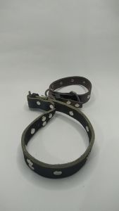 Kalung Anjing Kulit Ukuran Kecil & Besar Aksesoris Hewan Peliharaan Warna Hitam COD