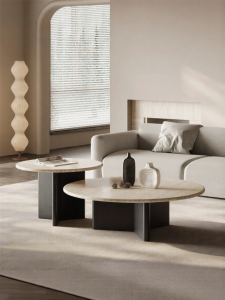 Natural Travertine Stone Modern Minimalist Vintage Artistic Feel Coffee Table