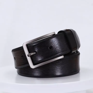 Thắt lưng nam da PU 2 lớp viền sơn cạnh đầu khóa kim
