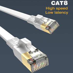 Cat8 Ethernet Cable 40Gbps 2000MHz SFTP Shielded Cat 8 Flat RJ45 LAN Patch Cord Compatible with Cat7/Cat6a/Cat5a for Xbox Router