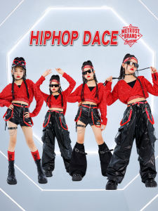 ชุดการแสดงแจ๊สแฟชั่นสำหรับเด็กผู้หญิง ชุดฮิปฮอป ชุดเต้นสตรีท เสื้อผ้าการแสดง ชุดแฟชั่นสตรีท ชุดเด็ก ชุดการแสดงแจ๊ส ชุดฮิปฮอป