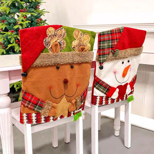 Christmas Chair Cover Santa Hat Chair Seat Cover Dinner Chair Xmas Cap Christmas Party Decor