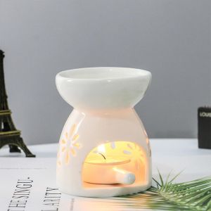 Ceramic Oil Burner Lotus Style Candle Burner For Home Fragrance And For Relaxing Ceramic Crafts Aroma Burner Handmade Hollow Flower Pattern Essential Oil Burner Candle Lamp Many Style HomeOffice Crafts Decor OIL Candle Burner For Essential Oil Wax Candle