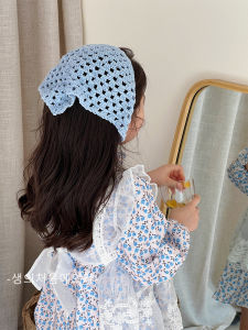 Knitted Childrens Scarf Triangle Sunscreen Headwear Girls Holiday Outing Healing Spring Day Travel Essential Hair Accessory