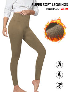 Womens thermal fleece lined leggings with high waist for winter workout. Super soft fabric ideal for yoga running