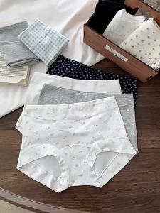 SEA AMILA กางเกงในผ้าฝ้ายเอวสูงสำหรับผู้หญิง พิมพ์ลายดอกไม้ ระบายอากาศและป้องกันแบคทีเรีย