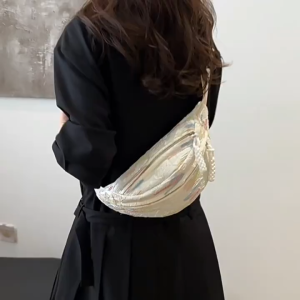 SEA YADOU กระเป๋าสะพายข้างผู้หญิงกระเป๋าสตางค์กระเป๋าคาดเอวดีไซน์ปักลายกระเป๋าคาดอกแมทช์ลุคง่าย