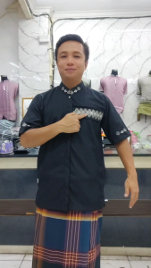 Baju Koko Dewasa Lengan Pendek Baju Koko Bordir Bahan Katun Kombinasi Warna