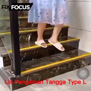 2 Meter Lis Tangga Pengaman Anti Selip Type L 5cm KARET Step Nosing + Perekat 3M