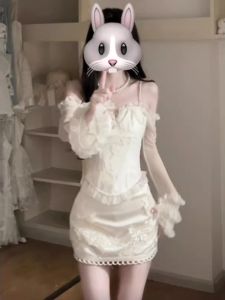 Unique Shoulder One Piece Womens Fashion Set Elegant Style High Waist Short Skirt Comfortable Material Two Piece Suit for Date