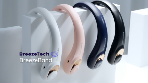 BreezeTech® BreezeBand – 4000 mAh Wearable Neck Fan | USB Rechargeable | 3 Speeds | 4600 RPM Silent Motor | Lightweight