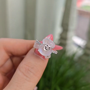 Q2464 Nhẫn bạc túi tiền Moonstone đai nhẫn gắn đá kim Moissanite chỉn chu đơn giản mà sang - Phong Thuỷ TUDO