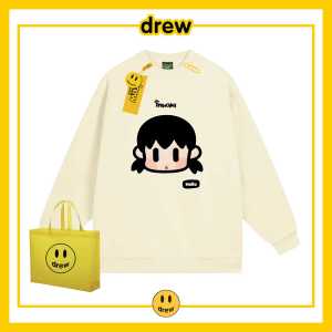 Drew House ผู้หญิง คอกลม เสื้อสเว็ตเชิ้ต หลวม Fit Pure ผ้าฝ้าย การ์ตูน แขนยาวพิมพ์ลาย สตรีทสไตล์ ฤดูหนาว แฟชั่น เสื้อท่อนบน