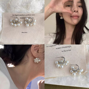 Fashionable Luxury 925 Silver Needle Pearl Bud Ear Studs Simple Ear Cuff High-End Sensation Jewelry Ear Jewelry New Model