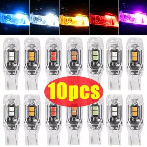 10PCS T10 Lens LED Flash Light Strobe Bulb 3030 5SMD Flashing Interior Motorcycle Turn Signal Lights Reading Signal Light 12V-24V Car Tail Lamp