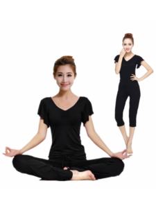 ชุดโยคะแบบใหม่สำหรับผู้หญิง ชุดเต้นรำสปอร์ตทรงสลิมฟิต แขนสั้น วิ่ง ฟิตเนส ชุดกีฬา ชุดโยคะแบบสวมหัว ผ้าโมดอล ฤดูใบไม้ผลิและฤดูร้อน