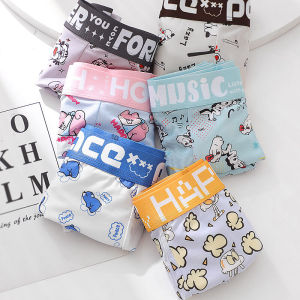 กางเกงบ็อกเซอร์ชายผ้าไหมน้ำแข็งไร้ตะเข็บ กางเกงบ็อกเซอร์ทรงสี่เหลี่ยมบาง ระบายอากาศได้ดี พิมพ์ลายการ์ตูน ทรงเอวต่ำ กางเกงชั้นในชาย