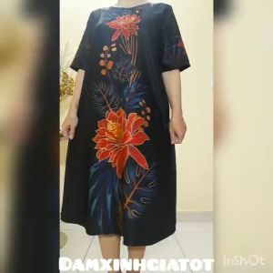 Đầm Trung Niên Dáng Suông A Che Bụng - Vải Lụa Thượng Uyển Sang Trọng - Size 48Kg - 90Kg