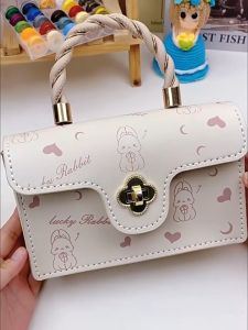 [Có Video HD] Túi Handmade Họa Tiết In Hình Thỏ Lucky Rabbit Túi Tự Đan Da Pu Khóa Hình Bông Hoa Sang Trọng - EB67