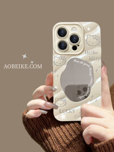 Cute Cartoon Cat Silicone Phone Case Full Cover Anti-Fall for  15 pro 14 pro Max 13 Couple High-End Feel 12 pro Geometric Mirror 11 Small Wave Pattern Shell