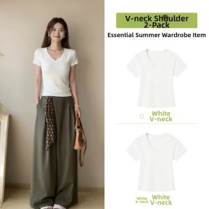 GUAICAI | V-Neck Slim Fitting Short Sleeve T-Shirt