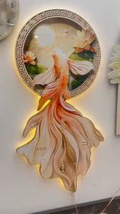 ranh Điện Tranh Cá Chép Phong Thủy Hút Tài Hút Lộc Tích Hợp Led Có Điều Khiển Từ Xa