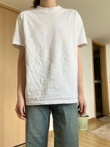 เสื้อยืดคอกลมแขนสั้นผ้าฝ้ายยาวคุณภาพสูงสำหรับผู้ชาย ทรงหลวม ฤดูร้อน 2025 ทรงหลวม สไตล์อเมริกัน เสื้อยืดคอกลม