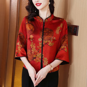Mulberry Silk Blend Premium Modified Tang Suit Women Fashion Maternity