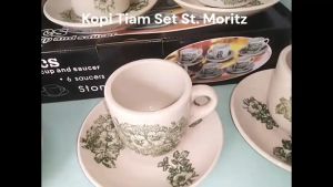 Cangkir Ceramic Kopitiam Set (6 Cangkir dengan 6 Tatakan) / Pyramid - Moritz / Ceramic
