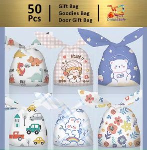 Gift Bag 50pcs Goodies Bag Door Gift Birthday Wedding Party (107) Car Dinosaur Family Blooming Flower Ear Packaging Bag 礼物袋礼品