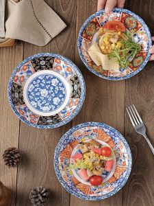 Bát Đựng Salad Bằng Gốm Sứ Kiểu Nhật Bản Cổ Điển Dùng Trong Nhà Bếp Bát Đựng Món Ăn Nhẹ Bát Đựng Món Tráng Miệng Bát Đựng Món Ăn Lạnh Hình Tròn Kích Thước 7 Inch