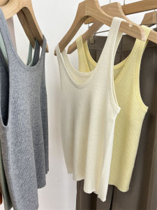 Lightweight Soft Merino Wool Knitted Vest Women Spring Autumn New Outwear Inner Match Strapless Sleeveless Top