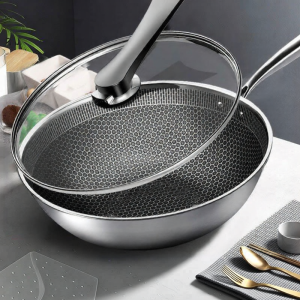 Stainless Steel Honeycomb Nonstick Less Smoke Frying Pan
