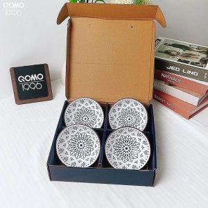 QOMO Keramik Mangkuk Pinggan Ceramic Rice Bowl Set with Gift Box Doorgift Wedding Gift Dinnerware