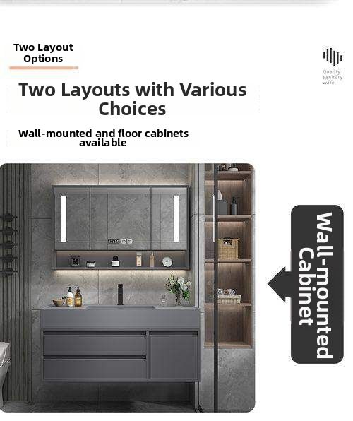 Smart Mirror Show Nanostone Integrated Bathroom Cabinet with Smart Mirror Vanity Set ...