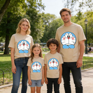 52TOYS | Potdemiel Summer New Doraemon 100% Cotton Childrens T-Shirt Comfortable  Breathable for Boys and Girls Family Matching Outfits