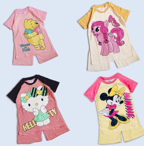 Carters Terno for Kids | T-shirt and Short Set Cute Character Design Clothes for Baby Girl Toddler Kids 1-5yrs Old